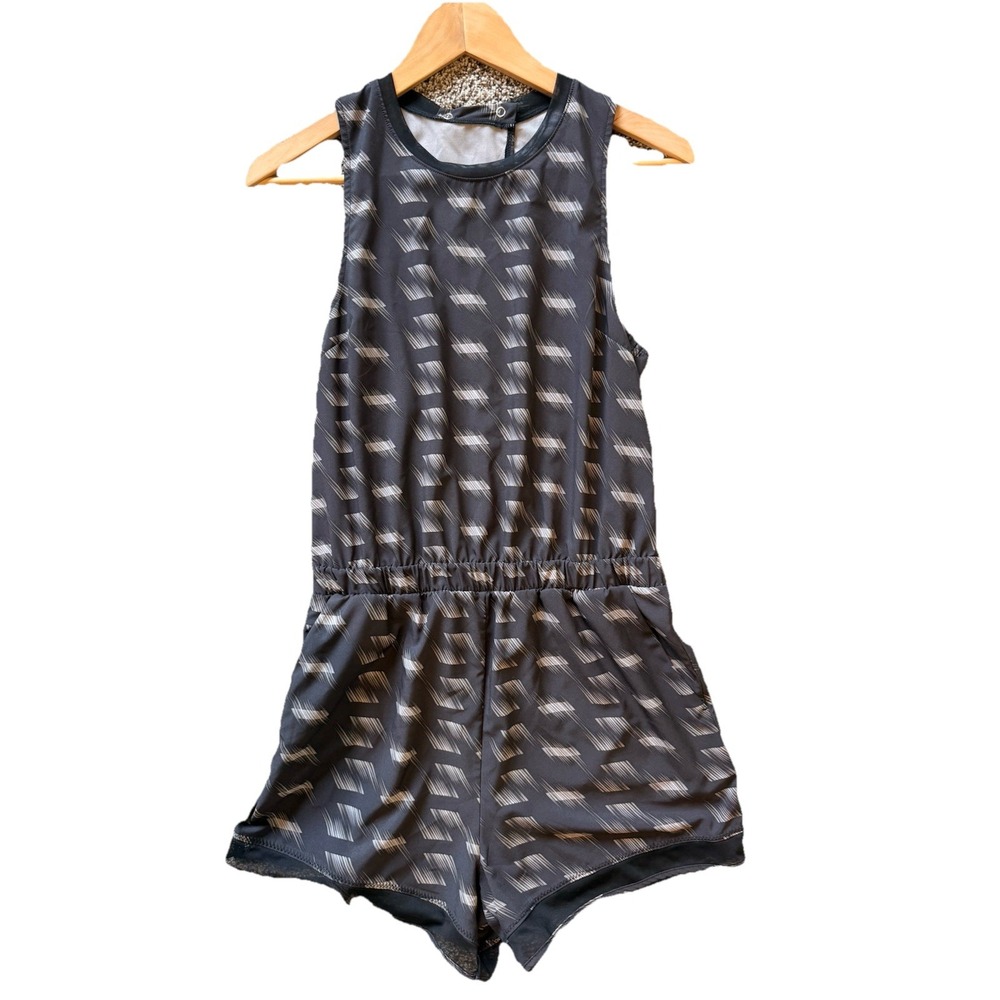 Zella Nordstrom Sz S Women black shorts sleeveless short romper stretch jumpsuit